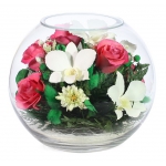 Микс из розовых роз и белых орхидей BNMp