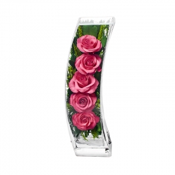 Композиция с розовыми розами, ваза Дуга SQCRp